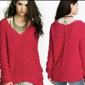 Free People Songbird Pullover Nubby Sweater Fuschia Pink. Size Small
